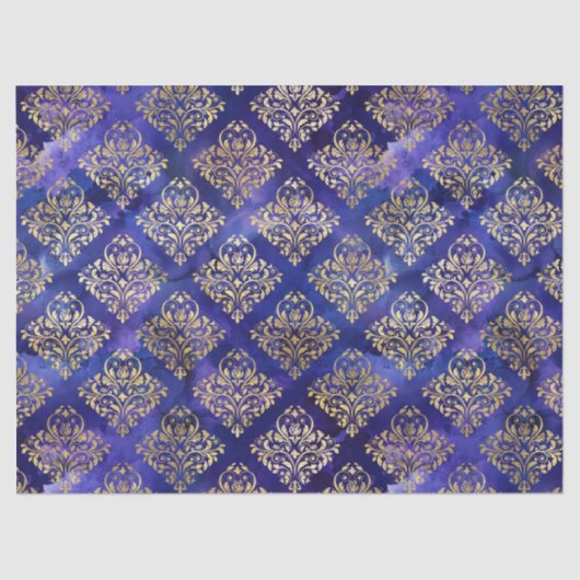 水彩紫色の模様(金ゴールドダマスク付) 薄葉紙 (正面)