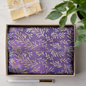 水彩紫色の模様(金ゴールド付き葉) 薄葉紙 (ギフト)