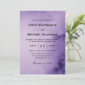 水彩紫色の洗浄結婚式招待状 招待状 (スタンド正面)