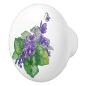 水彩紫色の紫の絵画花。フローラ セラミックノブ (右)