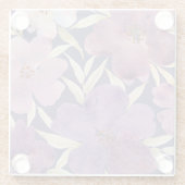 水彩紫色の背景のライラック ガラスコースター (裏面)