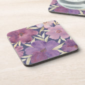 水彩紫色の背景のライラック コースター (左側)