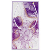 水彩紫色の背景(黄金箔) スモールペーパーバッグ (裏面)