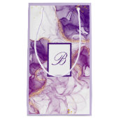 水彩紫色の背景(黄金箔) スモールペーパーバッグ (正面)