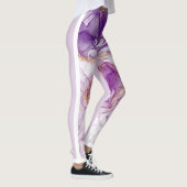 水彩紫色の背景（黄金箔） レギンス (右)