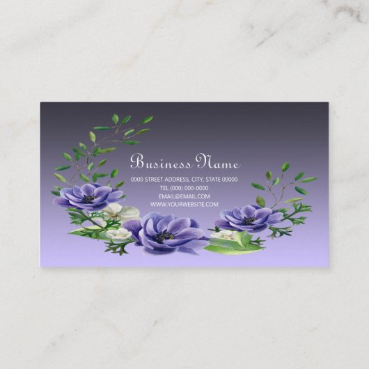 水彩紫色の花の名刺 名刺 (裏面)