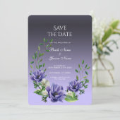 水彩紫色の花の日付を保存 セーブザデート (スタンド正面)