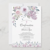 水彩紫色の花の確認 招待状 (正面)