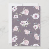 水彩紫色の花の確認 招待状 (裏面)