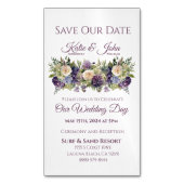 水彩紫色の花の花束 – 日付を保存 マグネット名刺 (正面縦)