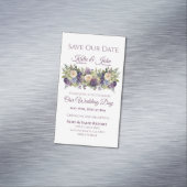 水彩紫色の花の花束 – 日付を保存 マグネット名刺 (インサイチュ)