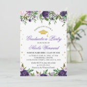 水彩紫色の花ガール卒業パーティー 招待状 (スタンド正面)