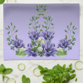 水彩紫色の花キッチンタオル キッチンタオル (折り畳み)