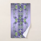 水彩紫色の花タオルセット バスタオルセット (ハンドタオル)