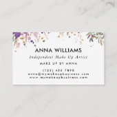 水彩紫色の花メイクアップアーティスト 名刺 (裏面)