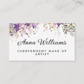 水彩紫色の花メイクアップアーティスト 名刺 (正面)