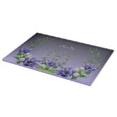 水彩紫色の花切り板 カッティングボード (角)