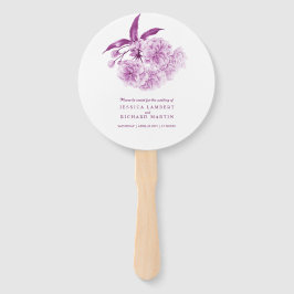 水彩紫色の花婚式プログラムファン ハンドファン