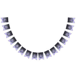 水彩紫色の花束フラッグ バンティングフラッグ