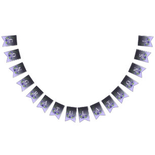 水彩紫色の花束フラッグ バンティングフラッグ