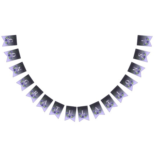 水彩紫色の花束フラッグ バンティングフラッグ (全)