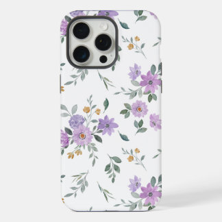水彩紫色の花柄 iPhone 15 PRO MAXケース