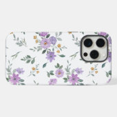 水彩紫色の花柄 iPhoneケース (裏面横)