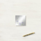 水彩紫色の花注を投稿 ポストイット (デスク上)