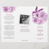 水彩紫色の花結婚の3つ折り チラシ (正面)