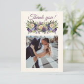 水彩紫色の花結婚- サンキューカード (スタンド正面)