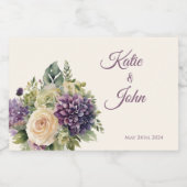 水彩紫色の花花束結婚の –  スパークリングワインラベル (シングルラベル)