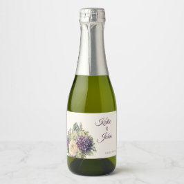 水彩紫色の花花束結婚の –  スパークリングワインラベル