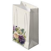 水彩紫色の花花束結婚の –  スモールペーパーバッグ (正面アングル)