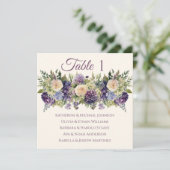 水彩紫色の花花束結婚の –  招待状 (スタンド正面)