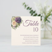 水彩紫色の花花束結婚の –  招待状 (スタンド正面)