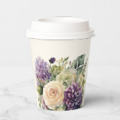 水彩紫色の花花束結婚の –  紙コップ (裏面)