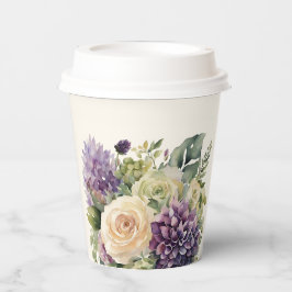 水彩紫色の花花束結婚の –  紙コップ