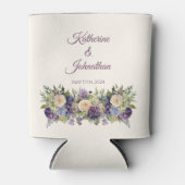 水彩紫色の花花束結婚の –  缶クーラー (正面)