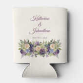 水彩紫色の花花束結婚の –  缶クーラー (裏面)