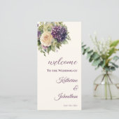 水彩紫色の花花花束 – 結婚式 プログラム- (スタンド正面)