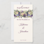 水彩紫色の花花花束 – 結婚式 プログラム- (正面)