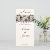 水彩紫色の花花花束 – 結婚式 プログラム- (スタンド正面)