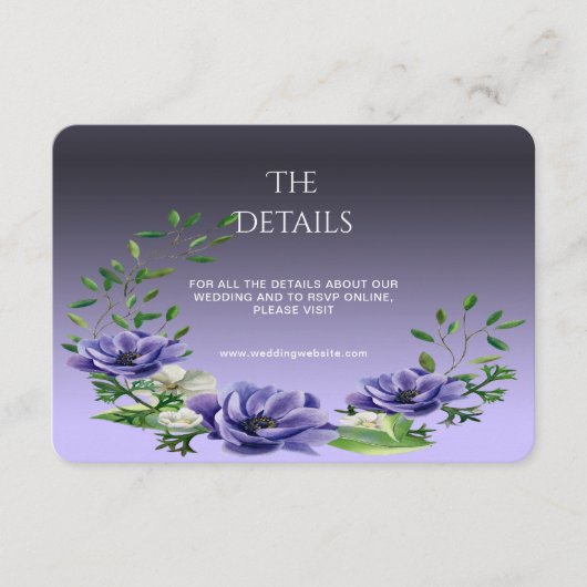 水彩紫色の花詳細エンクロージャカード エンクロージャーカード (正面)
