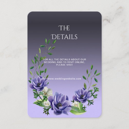 水彩紫色の花詳細エンクロージャカード エンクロージャーカード (正面)