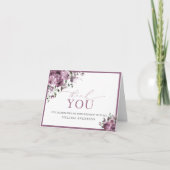 水彩紫色の花80誕生日ありがとう サンキューカード (正面)