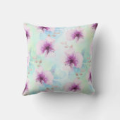 水彩紫色の花 クッション (裏面)