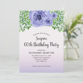 水彩紫色の花 |サプライズ60誕生日 招待状 (スタンド正面)