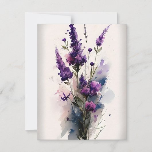 水彩紫色の花 シーズンカード (正面)