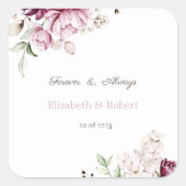 水彩紫色の花 スクエアシール (正面)