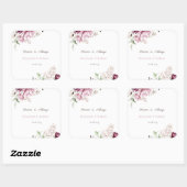 水彩紫色の花 スクエアシール (シート)